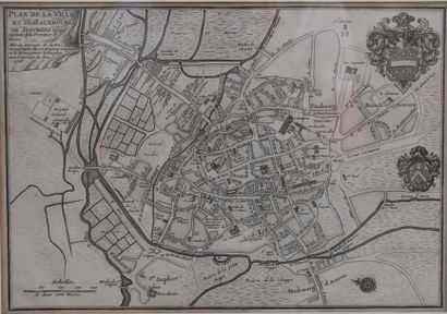 Plan de la ville et des faubourgs de Bourges, 1705 Gravure 24 x 35 cm