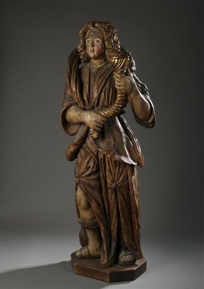 null Probablement Italie , XVIIe siècle
Ange porte-torchère
Sculpture en bois de...