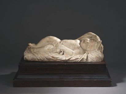 null École italienne du XVIIe siècle
Amour endormi
Sculpture en marbre blanc.
14...