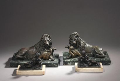 null Paire de lions en bronze ciselé, époque Louis Philippe
Représentant un lion...