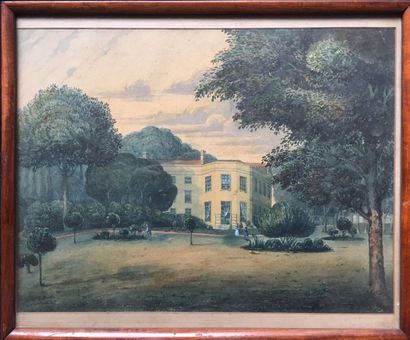 École anglaise vers 1840
Jardin d'une propriété
Aquarelle.
22...