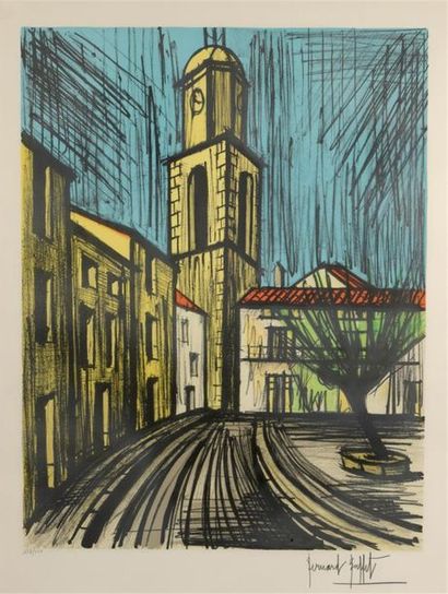 null Bernard BUFFET (1928-1999)
La place de l'Orméau, 1979
Lithographie couleurs.
Signée...