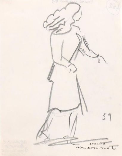  Maurice MARINOT (1882-1960) Femmes marchant Deux fusains. Porte le cachet de l'atelier....