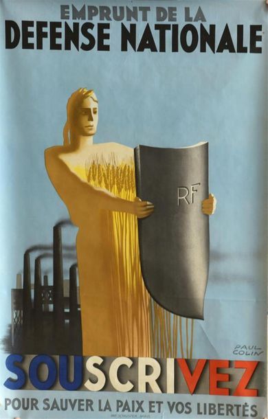  Paul COLIN (1892-1985) Emprunt de la Défense nationale Affiche. 118 x 78 cm