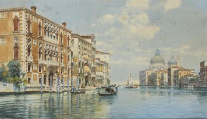  Ecole du XIXeme siècle Venise, le grand canal aquarelle signée en bas à gaucheillisble...