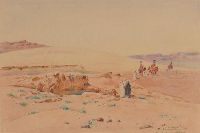 null Alphonse BIRCK (1859-1942)
Enfant au bord de l'oued
Aquarelle.
Signée et bas...