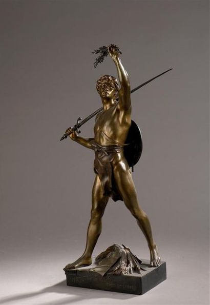  Émile Louis PICAULT (1833-1915) Virtutes civicae Bronze à double patine. Signé sur...