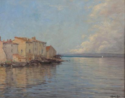 null René HIS (1877-1960)
Les Martigues
Huile sur panneau signée en bas à droite
33...