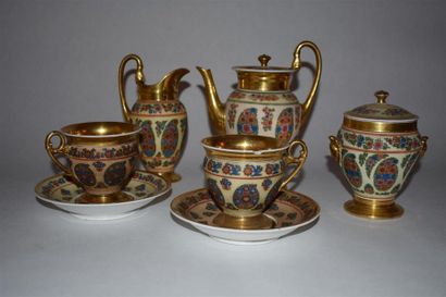 null Partie de service à thé en porcelaine, d'époque Louis Philippe
A décor de botehs...