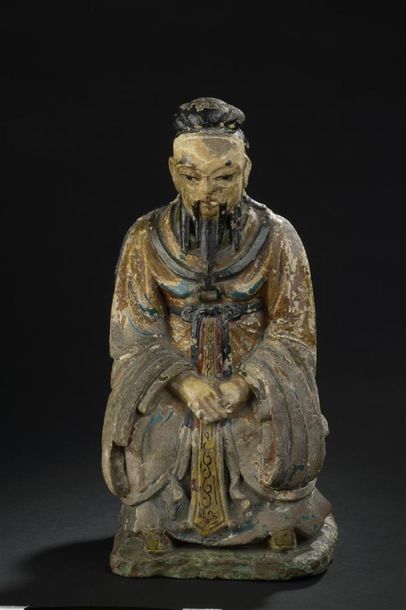 null Statuette de dignitaire en terre cuite polychrome
Chine, XIXe siècle
Représenté...