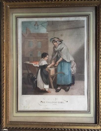 null D'après Singelton gravé par Nutter
The orange girl
Aquatinte, 1793.
43 x 32,5...