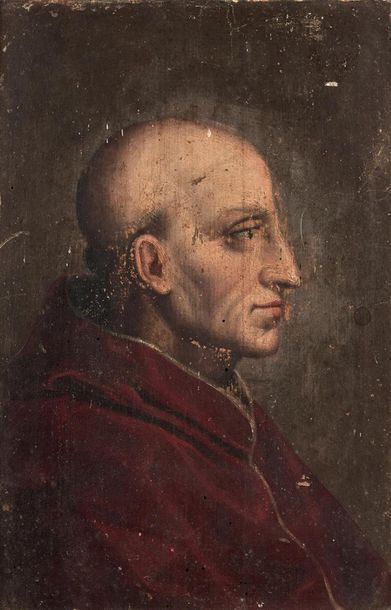 null École italienne du XVIe siècle
Portrait du pape Adrien IV
Panneau.
31 x 20 cm
Pape...