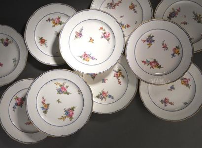 null Sèvres, XVIIIe siècle
Dix assiettes à ozier, en porcelaine tendre à décor polychrome...