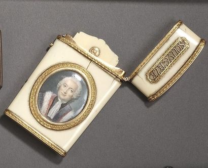null Étui Souvenir d'amitié en ivoire et or, Paris 1780-1782
Orné de deux miniatures...