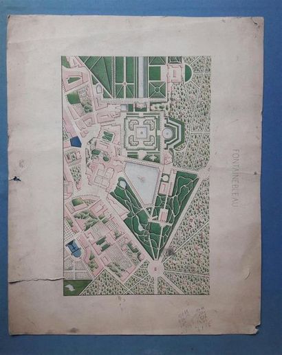 null Boucher
Plan du château et du parc de Fontainebleau
Lavis et encre de Chine....