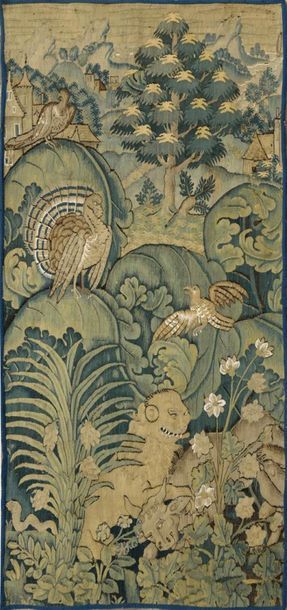 null Fragment de tapisserie, probablement Audenarde, XVIe siècle.
À décor d'animaux...