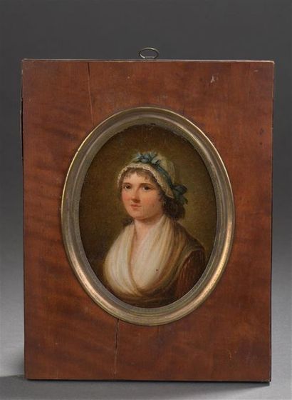 null École française de la fin du XVIIIe - début XIXe siècle
Portrait de femme au...