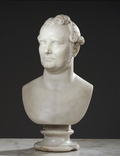 null Vincenzo CONSANI (1818-1887)
Portrait d'homme
Buste et piédouche en marbre blanc...
