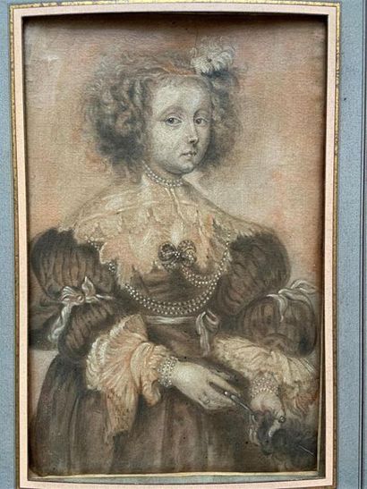null École Flamande du XVIIe siècle, suiveur de Van Dyc k
Portrait de Marie de Raet
Papier,...