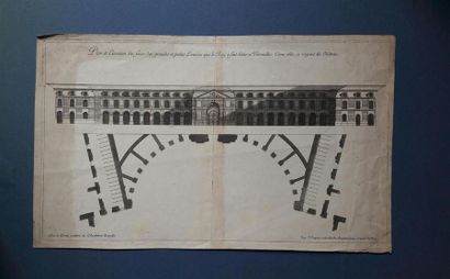 null Versailles, set of plans, elevations, numerous views and gardens, Trianon, Menagerie...