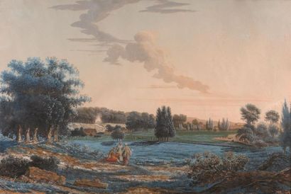 null French school, ca. 1780, follower of Louis Moreau
Views of a river
bank Two...