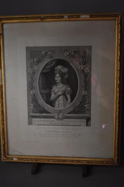 null D'après Jean-Baptiste AUGUSTIN
(1759-1832)
S.A. royale Madame, duchesse d'Angoulême
Gravure.
46...