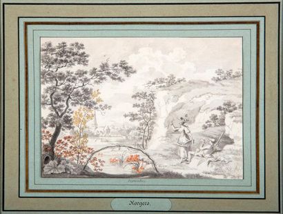 null Hendrick HOOGERS (1747-1814)
Avril et Septembre
Deux lavis, mine de plomb, rehauts...