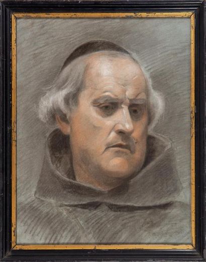 null École FRANÇAISE du XVIIIe siècle
Portrait d'un chanoine
Pastel.
45 x 36 cm	...