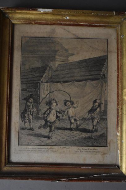 null D'après Augustin de SAINT-AUBIN (1736-1807)
Le Sabot, La Corde et Le Coupe-tête
Trois...