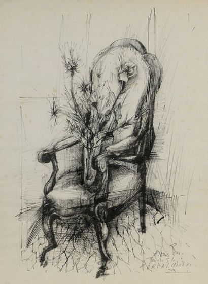 null Louis PONS (né en 1927)
Le fauteuil, 1954
Encre de Chine sur papier.
Signé,...