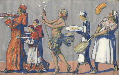 null Lucien Hector JONAS (1880-1947)
Défilé, les oeufs au plat
Oil on canvas.
100...
