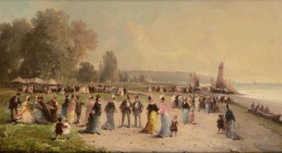 null A. PIGNOUX, late 19th century FRENCH school
The croquet game on the beach and...