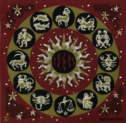 null After Jean PICARD LE DOUX (1902-1982)
Small zodiac
Aubusson Tapestry, woven...