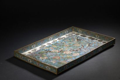 null Tray in bronze and cloisonné enamels
China, 19th century
Rectangular, decorated...