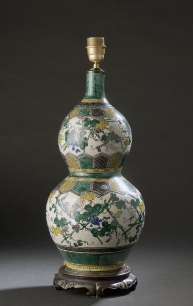 Vase double gourde en porcelaine Kutani Japon,...