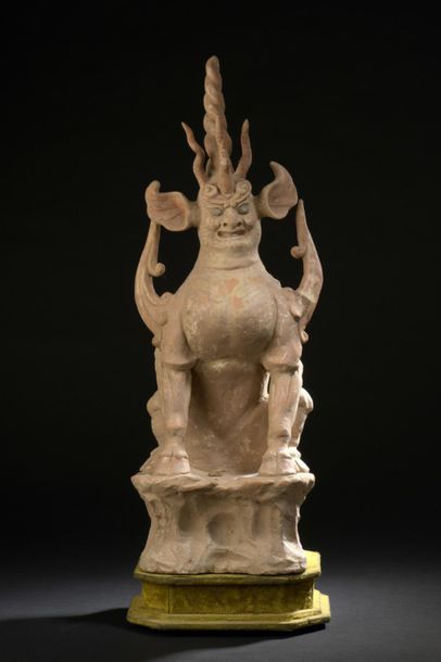 null Orange terracotta god
China, Tang period (618-907)
Depicted sitting on a rocky...