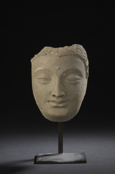  Stuccoed Buddha head Afghanistan, Greco-Buddhist art of Gandhara, 4th-5th century...