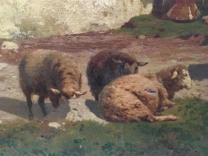 null Jules DIDIER (1831-1914)
Buffaloes in the countryside of Rome
Canvas.
60 x 82cm
Frameless,...