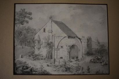 null French School of the 19th century
Remains of Marchbach
Abbey Black pencil, wash...