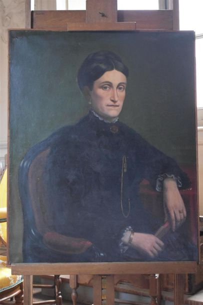 null L. BONNAL (XIXe siècle)
Portrait de femme à la châtelaine, 1886
Huile sur toile
Signée...