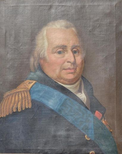 null Dans le goût de François GÉRARD (1770-1837)
Portrait de Louis XVIII en buste
Huile...