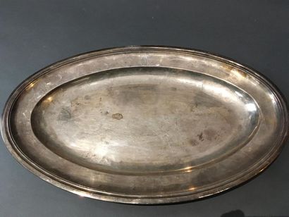 null Silver oval platter, Paris 1798-1809 with the arms La Rochefoucauld surmounted...
