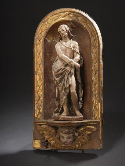 null Carved and gilded moulded wooden tabernacle door, end of the 17th century,
representing...