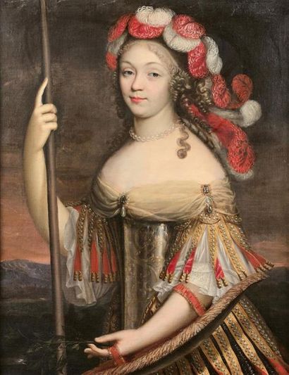 null Attribué à Louis Ferdinand ELLE (1612-1689)
Portrait de dame en chasseresse
Toile.
Restaurations...