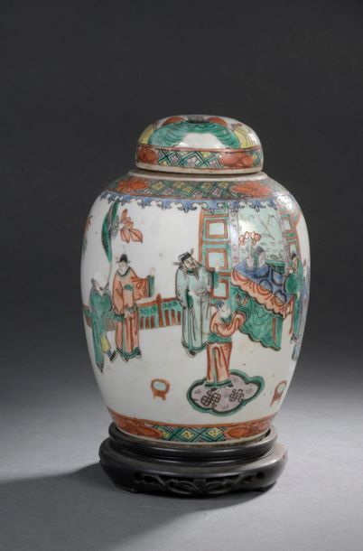 Chine, XIXe siècle Pot à gingembre couvert...