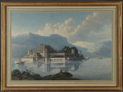  Louis François CASSAS (1756-1827) Vue de l'Isola Bella dans le lac Majeur telle...