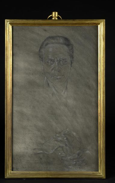  A. CHRISTIAN (né en 1940) Portrait d'Alexis de Rédé Crayon sur papier gris. Monogrammé,...