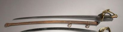 null Line cavalry officer's saber, model 1822. Grief-covered hilt, with watermark....