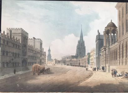  Ambroise Louis GARNERAY (1783-1857) Hight street Oxford Aquatinte. 51 x 73 cm	 