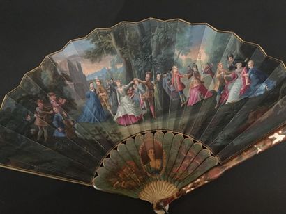 null Le Bal du Mardi Gras, composite fan, 18th-19th centuries
Folded, the frame,...